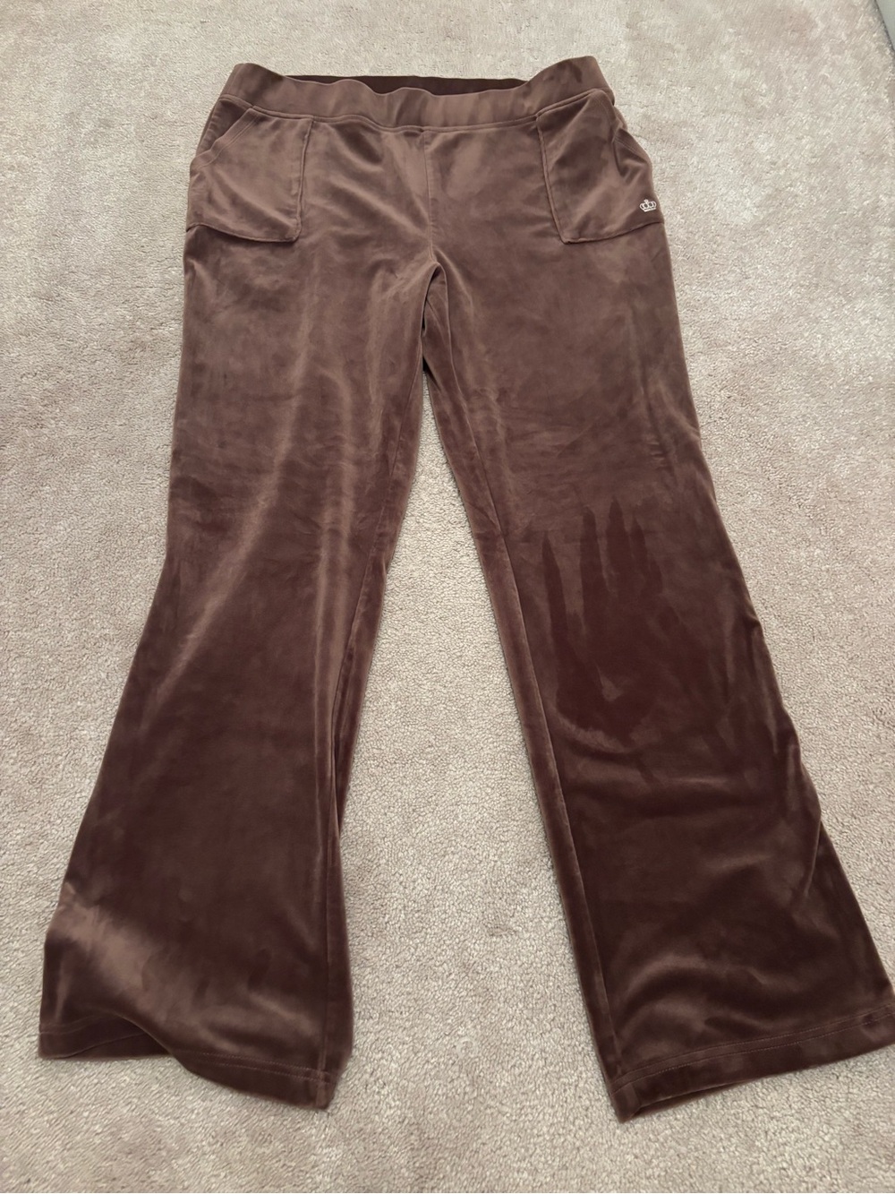 Juicy Couture Brown Velour Women's XXL Wide Leg Lounge Pants Casual